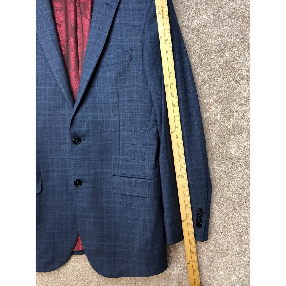 Jos. A. Bank 1905 Plaid Wool Blazer Sport Coat Mens 37R Blue Two-Button Paisley